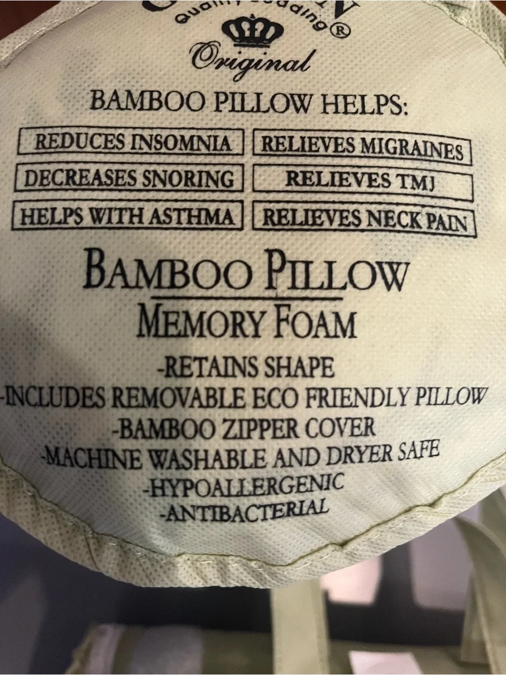 Bamboo Memory Foam Pillow - Light Green